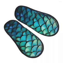 Slippers Fish Mermaid Scales Home Winter Warm Plush For Soft