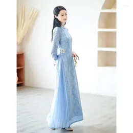 Ethnic Clothing Modified Style Cheongsam Young Simple Elegant Retro Chinese Modern Long Qipao High-end Oriental Wedding Party Floral Dress