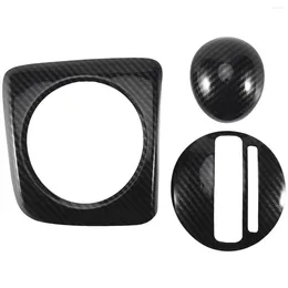 Window Stickers 3Pcs AT Car Carbon Fiber Gear Shift Panel Cover Frame Trim RHD For 2006-2011