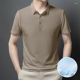 Men's Polos Fashion Lapel Button Solid Colour Business Polo Shirts Clothing 2024 Summer Loose Casual Pullovers All-match Tee Shirt