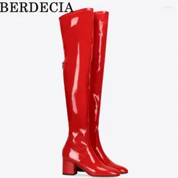 Boots Trend Zipper Women Knee High Ladies Ankle Platform Shoes Patent Leather Suede Autumn Winter Med Heel Big Size 45