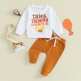 Clothing Sets Toddler Baby Boy Thanksgiving Outfit Gobble Long Sleeve Sweatshirt Turkey Pants Set 2Pcs Clothes