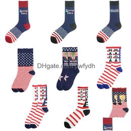 Party Favor Trump 2024 Socks Make America Again Lets Go Brandon Stockings For Adts Women Men Cotton Sports Drop Delivery Home Garden Dhbfh