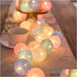 Other Event Party Supplies 20 Leds Cotton Balls Lights Led Fairy Garland Ball Light For Home Kid Bedroom Christmas Garden Homefavor Dhorf