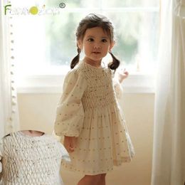 Girl's Dresses Love Cotton Smocking Hand Embroidery New Toddler Girl Dress Baby Summer Dress Childrens Girl Casual Soft Girl Dress Princess Rope d240520