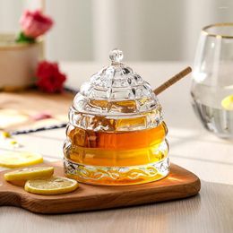 Storage Bottles Tapered Glass Syrup Tank Kitchen Tools Honey Container Dipper And Lid Bottle Wedding Party Home