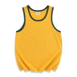 Yellow Green Combined Casual Sport Vest Mens Summer Fashion High Quality Simple Basic Pullover Sleeveless Cotton T-shirt 240520