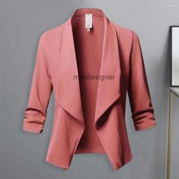 Women's Suits Blazers Womens Suits Women Lightweight Suit Jacket Elegant Business Stylish Open Stitch Cardigan With Three Quarter Sleeves For Formal