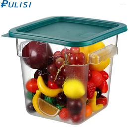 Storage Bottles Food Container With Green Lid 4 Quart Bucket Built-In Handles Keep Fresh Kitchen Clear 2L 4L