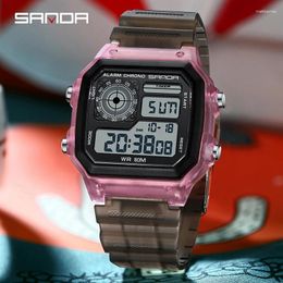 Wristwatches SANDA LED Digital Sports Watch Women Sport Chronograph Date Lady Wristwatch TPU Band Week 50M Waterproof Female Electronic