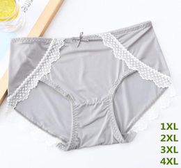 Women039s Panties Super Big Size Ice Silk Underwear Plus Ultrathin Briefs Knickers Soft Lace Hipster Panty6766542