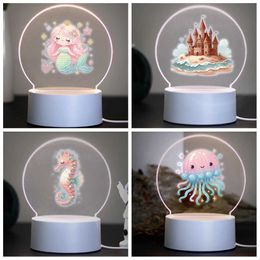 Lamps Shades mermaid Children Bedroom Decor 3D Lamp For Home Room Decoration Nightlight 3D Led Night Light Y2405208S2M