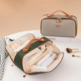 Cosmetic Bags Fashion Travel Makeup Bag Portable PU Leather Women's Cosmetics Storage Double Zipper Toiletry