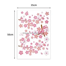 Wall Stickers New 2Pcs/Pack Plum Flower Petals Removable Wallpaper Living Bedroom Room Decoration Sticky Paper For Home Drop Delivery Dhjk3