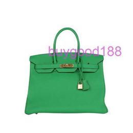 Aa Biridkkin Delicate Luxury Womens Social Designer Totes Bag Shoulder Bag 35 Togo Leather Bambou Gold Hardware Handbags Green Fashionable Commuting Handbag
