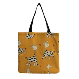 Bag Refreshing Style All-Match Book Bags For Girls Cute Cartoon Giraffe Print Ladies Satchel Casual Tote Fashion Shoulder