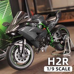 Diecast Model Cars 1 9 Scale kawasaki H2r Ninja Motorcycle Model Alloy Diecast Vehicle Racing Collection Simulation Sound Light Gift For Kids Y240520FYFQ