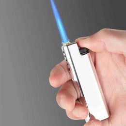Lighters 2024 New Windproof Light Blue Flame Jet High Power Cigar Light Kitchen Barbecue Mens Smoking Accessories Birthday Gift S24513