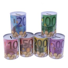 Euro Dollar Money Box Safe Cylinder Piggy Bank Banks For Coins Deposit Boxes 240518