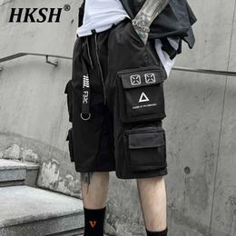 Men's Shorts HKSH Spring/Summer New Mens Tactical Drawstring Cargo Pants Trend Techwear Fashion Knee Length Trendy HK0048 Q240520