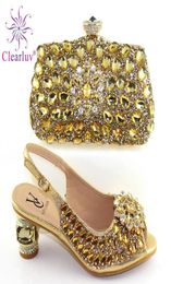 Fashion African Ladies Matching Shoe and Bag Pu Italian Shoes and Bags Set for Party Women Shoe Bag To Match with Crystaj6664294