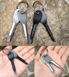 Screwdrivers Keychain Outdoor Pocket Mini Screwdriver Set Key Ring With Slotted Phillips Hand Key Pendants Key Rings WX92046857696