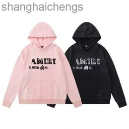 Classic branded hoodies designer with logo for Amirirs luxury high grade Autumn/Winter New Patch Embroidered Letter Hooded Sweater Same Style Batch for Men and Women