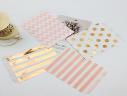 100pcs 5 x 7 Inch Kraft Paper Bags Foil Rose Gold Colorful Orange Teal Black Pink Polka Dots Stripes Chevron Candy Buffet Bag2799379