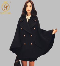 Winter est Runway Designer Women Oversized Wool Poncho Navy Cape Coat Female Cloak manteau femme abrigos mujer Thick warm 2105201010118