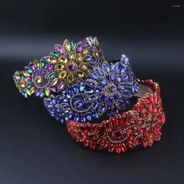 Hair Clips Big Heavy Crystal Stone Headband Hairbands Elegant Women Accessories Wide Wedding Jewellery 034