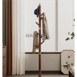 Hooks Solid Wood Coat And Cap Floor Bedroom Household Simple Vertical Clothes Rack