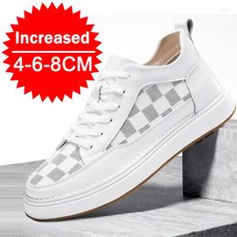 Casual Shoes Men Genuine Leather Men's Sneakers Skateboard Comfortable Platform Male Rubber Heightening Sports 6-8CM