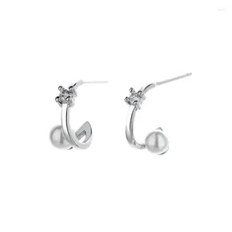 Stud Earrings Bling Small Pearl Design 925 Silver Needle For Women Female Summer 2024 Cool Ear Hooks Jewelry Tide Brincos