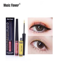Music Flower Waterproof Longlasting Liquid Eye liner Pen Shimmer Eyeshadow Cosmetic Colorful Glitter Eyeliner Makeup Beauty9577963
