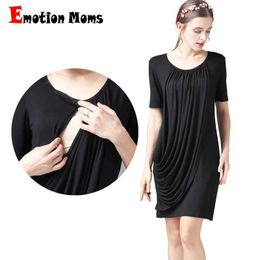 Maternity Dresses Emotion Moms Summer Breastfeeding Dress Soft Pregnant Womens Clothing Short Sleeve Latex Dress Hot Selling in 2024 d240520