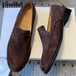 Dress Shoes 4.9 KlasonBell Cow Suede Trendy Streetwear All-matches Loafers Splicing Shallow Leather Female Pumps