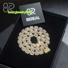 Hot Selling Gold Plated Vvs Moissanite Tennis Chain Necklace Pass Diamond Tester Baguette Cut 925 Silver Hip Hop Bracelet