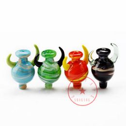 New Style Colorful EYE Art Smoking Pyrex Thick Glass Waterpipe Carb Cap Hat Nails Dry Herb Tobacco Oil Rigs Filter Quartz Bowl Bubbler Bongs Tips Dabber Holder DHL