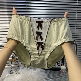 Women's Panties Plus-size Bow Splicing Shorts High-waist Women Pure Cotton Pants Breathable Comfort Briefs Girl Hip Lift Underwear