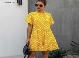 Black Dress Polkadot Women Summer Sundresses Casual White Loose Fit Clothes Yellow Womens Clothing Everyday 2103097446841