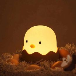 Lamps Shades Eggshell Chicken Night Light Cartoon LED Light Bedroom Children Touch Adjustable Light Rechargeable Warm Light Atmosphere Light Y2405201RYP