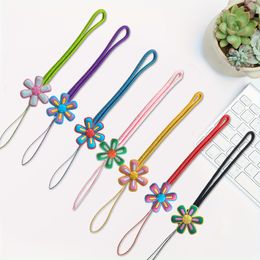 Other Office School Supplies Flower 11 Cartoon Braided Phone Strap Bracelet Keychain For Women Charm Gifts Girl Cute Lanyard Wrist Cel Ot4Tz