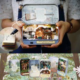 Box Theatre DollHouses Wooden Doll House Miniature Home Nostalgic Theme DollHouse Furniture Accessories Toys For Kids