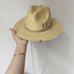 Chain Punk Straw Hat Sun Hat Gold Chain Accessories Jazz Hip Hop Summer Hat Punk Style Beach Hat Church Hat 240517