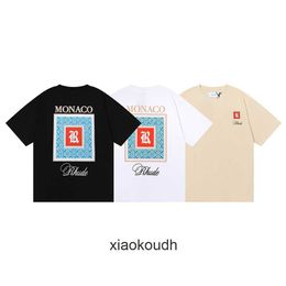 Rhude High end designer T shirts for Chaopai printed short sleeved t-shirt men and womens high street half sleeved shirt With 1:1 original labels