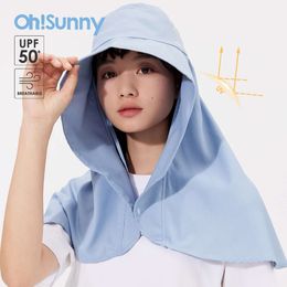 OHSUNNY Outdoor Bucket Hat Kobiet Ochrona szyi Słońce UPF1000+ Motocykl twarzy głowica Szalik oddychający czapki L2405