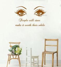 Wall Decal Black Eye Eyelashes Vinyl Stickers Lashes Eyebrows Brows Beauty Salon Wall Sticker Quote Girl Room Home Decor6164102