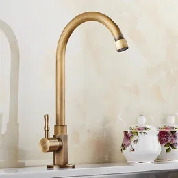 Kitchen Faucets Cold Sink Faucet Antique Bronze Finished 360 Degree Single Hole Water Tap Cooper ELK12