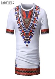 Men039s T Shirts White Slim Fit Short Sleeve T Shirt Men Fashion African Dashiki Print Tshirt Casual4331000