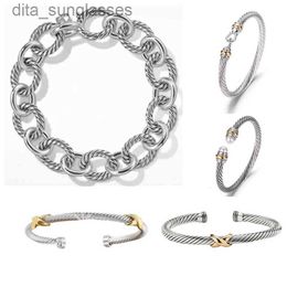 DY bracelet designer cable bracelets fashion Jewellery for women men gold silver Pearl head cross bangle Bracelet open cuff dy Jewellery man party christmas gift